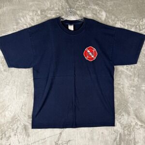 VTG Gildan Men XL Navy Indian River Fire Rescue Dive Team Graphic T-Shirt Heavy